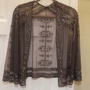 Sheer Embroidered Sequins Cardigan